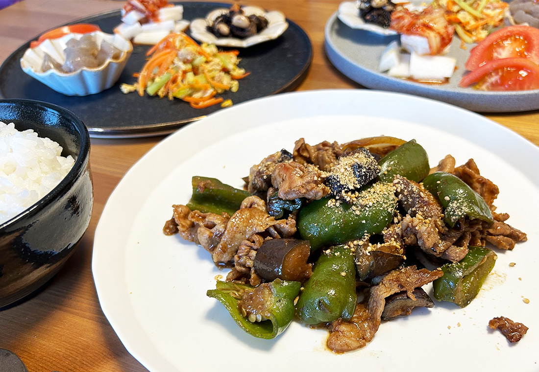なすと豚肉のみそ炒め