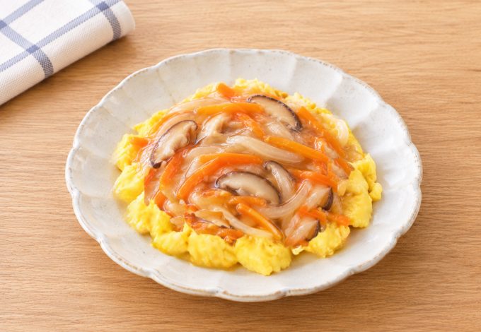 スクランブルエッグの和風あんかけ（しいたけ）